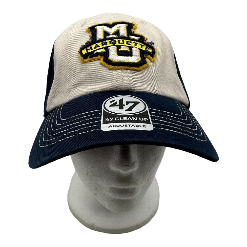 NWT 47 Brand Clean Up Marquette Golden Eagles Adjustable Strapback Hat‎ Cap OSFA